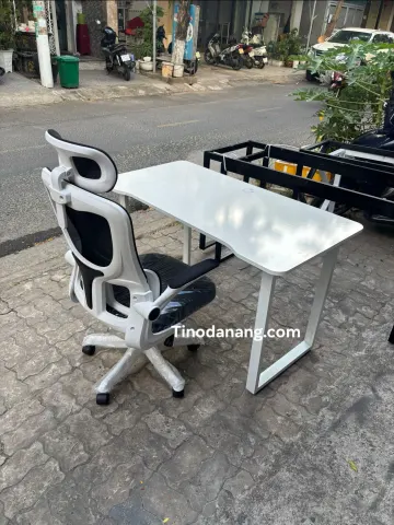 Bộ bàn ghế làm việc tại nhà màu trắng hiện đại