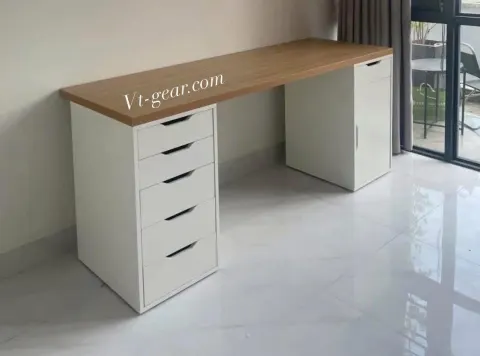 Bàn làm việc hiện đại thiết kế tích hợp tủ ngăn kéo