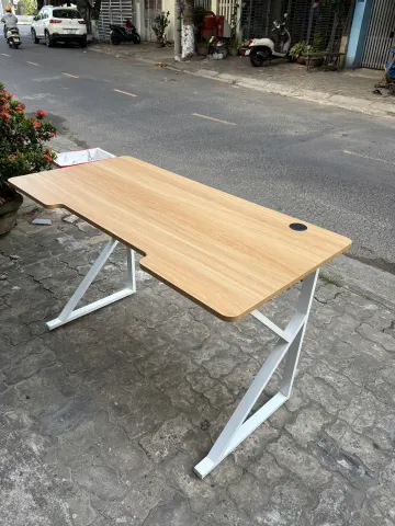 Bàn làm việc mặt vân gỗ chân sắt chữ Z 2