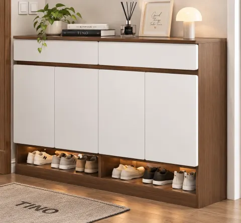 Tủ giày thông minh cánh mở phối màu hiện đại