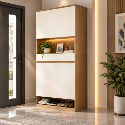 Tủ giày cao thiết kế hiện đại phối màu trang nhã