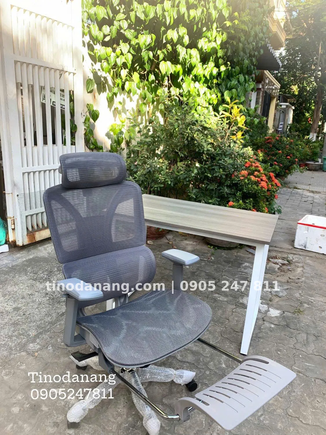 GHẾ CÔNG THÁI HỌC 2 LƯNG FULL XÁM - Nội thất Tino Đà Nẵng