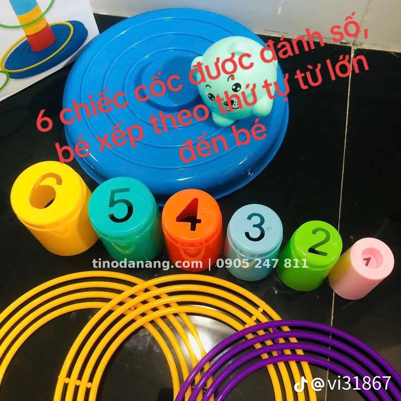 Ảnh 2 của Bộ đồ chơi tháp ném vòng rèn luyện vận động và học số cho bé