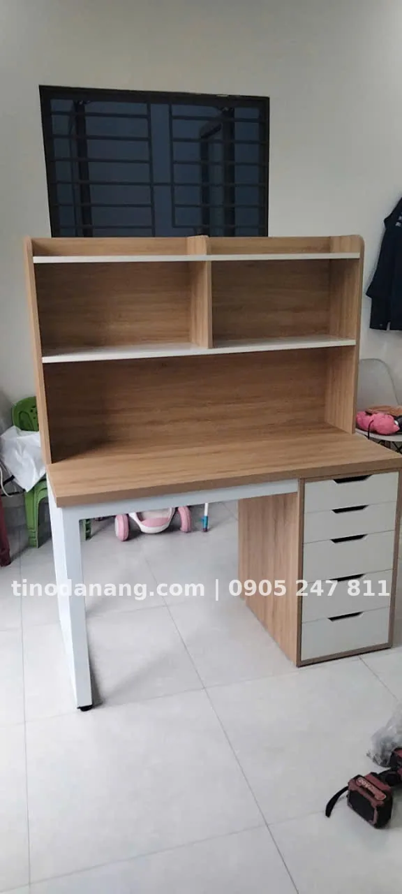 Ảnh 6 của Bàn học ikea kèm giá sách vàng phối trắng tông sáng dễ thương - kích thước yêu cầu