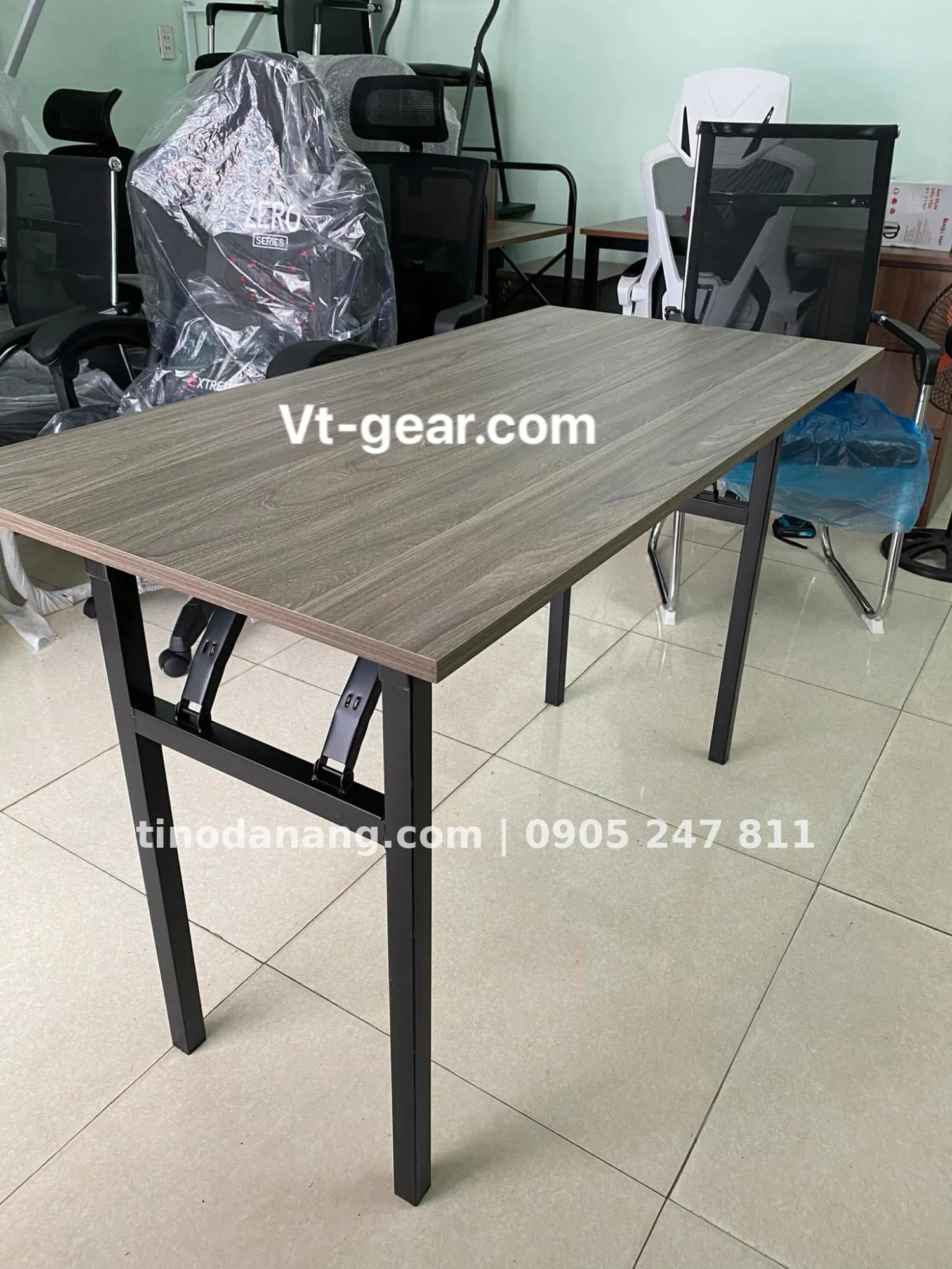 Ảnh 2 của Bộ bàn gấp chân sắt mặt gỗ và mặt trắng tại xưởng