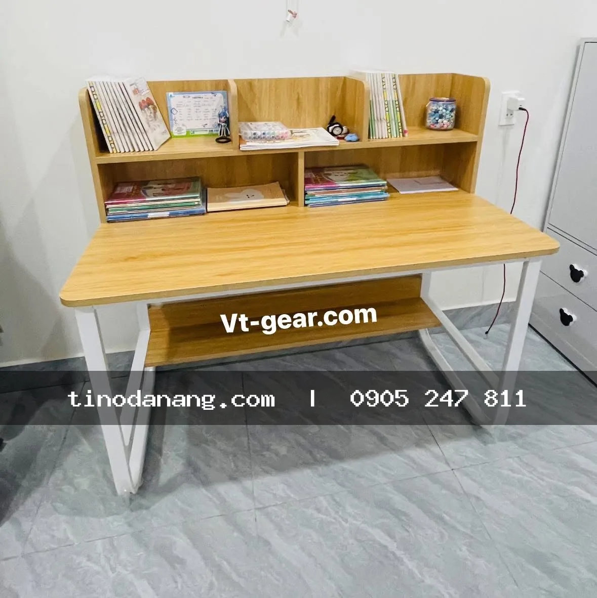 Bàn học chữ U có giá sách hiện đại 1m2 - Nội thất Tino Đà Nẵng