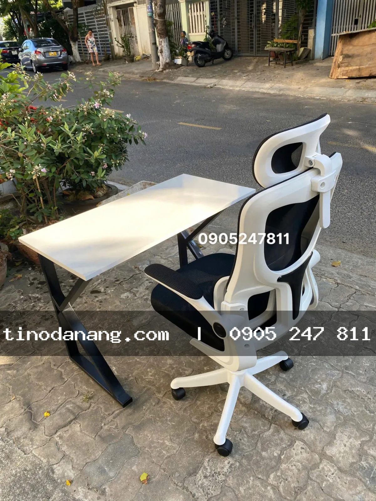 Ghế Công Thái Học Tay Gập Thông Minh Lưng Lưới  - VT418 trắng hoặc đen, xám - Nội thất Tino Đà Nẵng