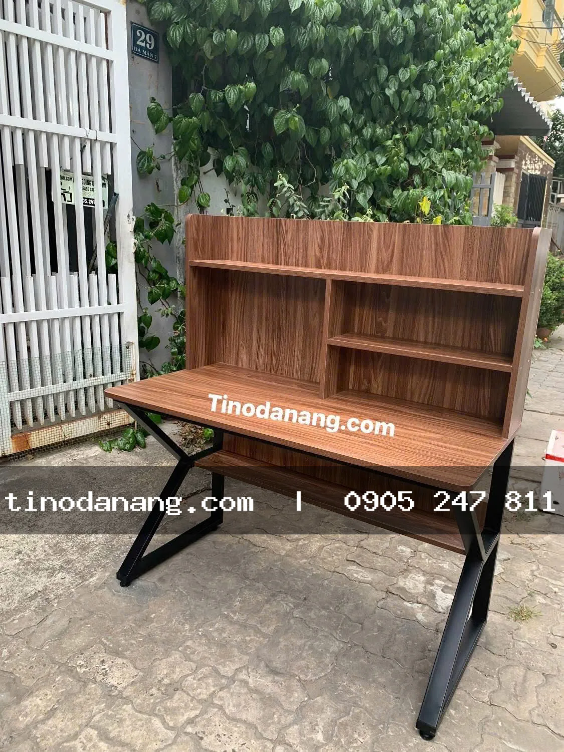 Bàn học CHỮ K có giá sách kích thước 1m2x60x75 .   gỗ phủ bóng melamin chân sắt cứng cáp - Nội thất Tino Đà Nẵng