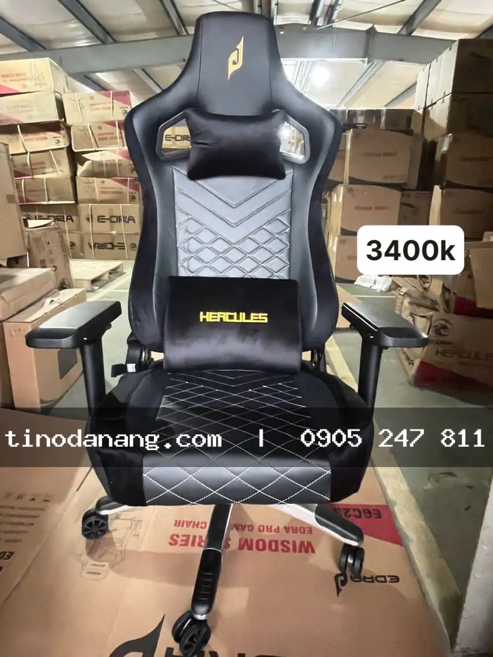 Ghế Gaming E-DRA Hercules EGC203V2 Màu Đen Ngả 180 Độ - Nội thất Tino Đà Nẵng